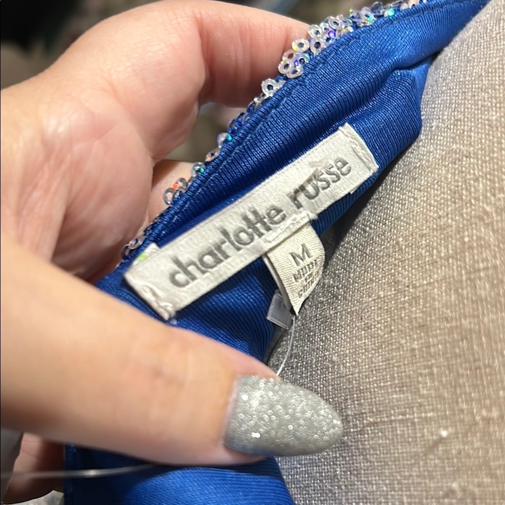 Charlotte Russe Strapless Silver Sequin Cocktail Dress – Bodycon Party Dress – S - Picture 2 of 7